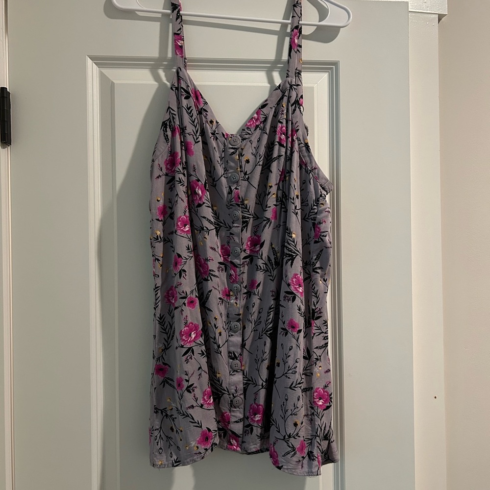 Torrid Floral Button-Up Tank Top